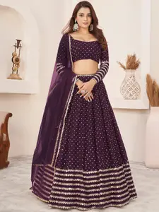 FABPIXEL Embellished Sequinned Semi-Stitched Lehenga & Unstitched Blouse With Dupatta