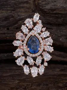 Kushal's Fashion Jewellery Rhodium-Plated Zircon Stone Embellished Bridal Dome  Jhumkas