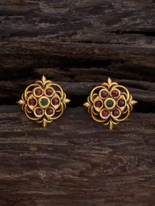 Kushal's Fashion Jewellery Gold Plated Artificial Stones Studded Classic Studs Earrings