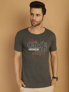 MACK JONNEY Typography Printed Round Neck Cotton T-shirt