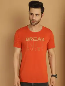 MACK JONNEY Round Neck Typography Printed Cotton T-shirt