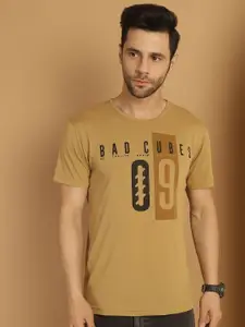 MACK JONNEY Round Neck Typography Printed Cotton T-shirt