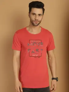 MACK JONNEY Round Neck Typography Printed Cotton T-shirt