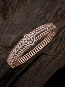 Kushal's Fashion Jewellery Rose Gold-Plated Cubic Zirconia Studded Kada Bracelet