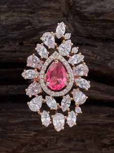 Kushal's Fashion Jewellery Embellished Bridal Rhodium-Plated CZ Stone-Studded Maang Tikka