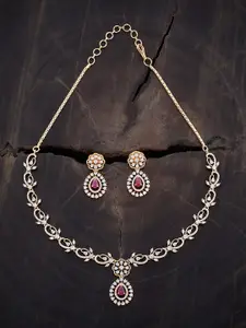Kushal's Fashion Jewellery Gold-Plated Zircon Studded Necklace & Earrings