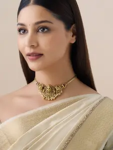 Kushal's Fashion Jewellery Copper Gold-Plated Artificial Beads Beaded Antique Necklace