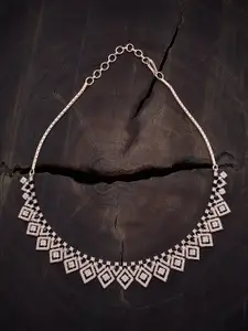 Kushal's Fashion Jewellery Copper Rose Gold-Plated Cubic Zirconia Studded Necklace