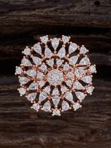 Kushal's Fashion Jewellery Rose Gold-Plated Zircon-Studded Ring