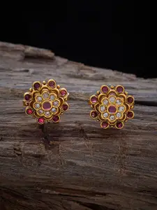 Kushal's Fashion Jewellery Set Of 2 Gold-Plated & Stone Studded Toe Rings