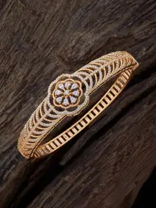 Kushal's Fashion Jewellery Gold-Plated Cubic Zirconia Studded Kada Bracelet