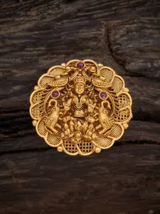 Kushal's Fashion Jewellery Gold-Plated Stones-Studded Antique Ring