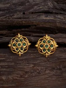 Kushal's Fashion Jewellery Gold-Plated Stones Studded Classic Studs Earrings