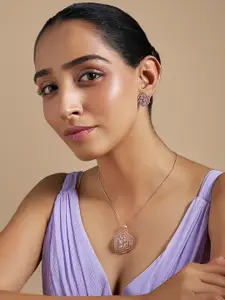 Kushal's Fashion Jewellery Copper Rhodium-Plated Zircon Embellished Bridal Necklace