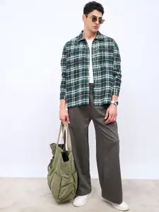 Styli Men Wide Leg Mid-Rise Pure Cotton Terry Track Pants