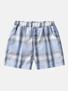 StyleCast Girls Blue Checked Cotton Shorts