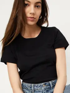 max Smocked Round Neck Cotton T-shirt