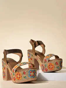 Rocia Embroidered Open Toe Platforms