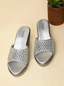 Rocia Textured Open Toe Wedge Heels