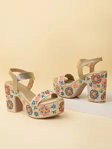 Rocia Printed Open Toe Platforms Heels