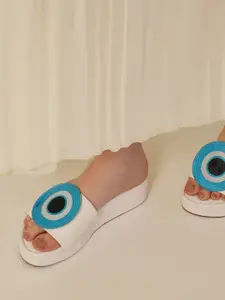 HASTEN Embellished Open Toe Flatform Heels