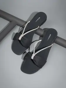 Rocia Embellished Bows Detail Open Toe Fltas