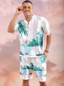 The Indian Garage Co Tropical Printed Shirt With Shorts