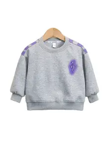 StyleCast x Revolte Boys Grey Round Neck Cotton Sweatshirt