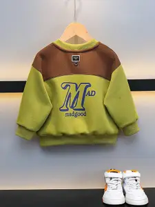 StyleCast x Revolte Boys Green Round Neck Cotton Jacquard Sweatshirt