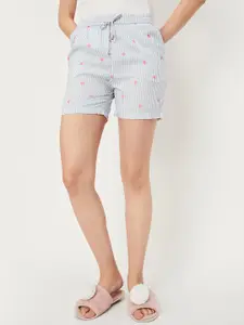 max Women Striped Mid Rise Shorts