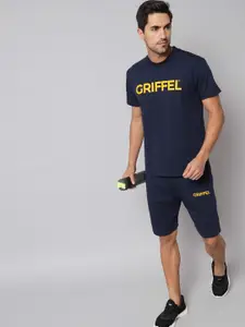 GRIFFEL Printed Pure Cotton Round Neck Tshirt With Shorts