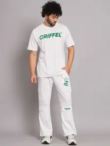 GRIFFEL Printed Pure Cotton Oversized Fit T-Shirt & Track Pant