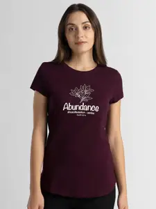 Van Heusen Round Neck Short Sleeves Typography Printed Relaxed Fit Cotton T-shirt