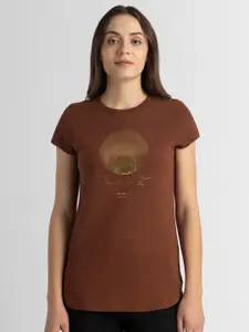 Van Heusen Round Neck Short Sleeves Typography Printed Relaxed Fit Cotton T-shirt