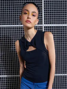 SASSAFRAS Black Twisted Tank Top