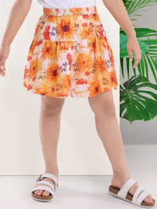 ARIAS By LARA DUTTA Girls Floral Print Tiered Flared Skirt
