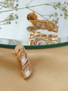 Ruby Raang Gold-Plated Kundan Studded Contemporary Drop Earrings