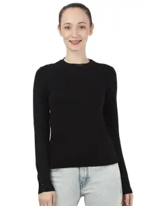 NoBarr Round Neck Long Sleeves Acrylic Pullover Sweater