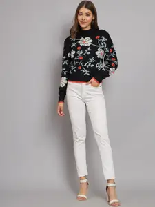 NoBarr Floral Printed High Neck Long Sleeves Pullover