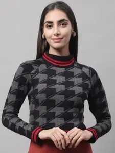 NoBarr High Neck Geometric Printed Pullover