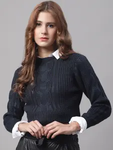 NoBarr Women Striped Crop Pullover