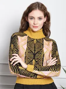 NoBarr Self Design Turtle Neck Pullover