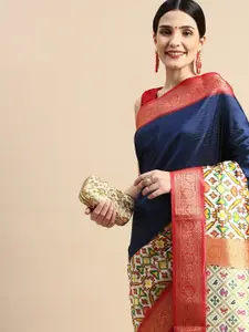 PATLIPALLU Ethnic Motifs Woven Design Zari Ikat Saree