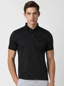 Van Heusen Polo Collar Short Sleeves Geometric Printed Regular Fit Cotton T-shirt