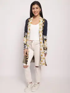 NoBarr Geometric Self Design Open Front Longline Shrug