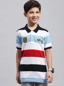 Monte Carlo Boys Striped Polo Collar Pure Cotton T-shirt