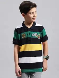 Monte Carlo Boys Striped Polo Collar Pure Cotton T-shirt