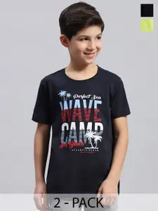 Monte Carlo Boys Pack Of 2 Typography Printed Pure Cotton T-shirts