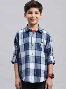 Monte Carlo Boys Classic Tartan Checked spread Collar Long Sleeves Cotton Casual Shirt