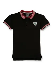 Gini and Jony Boys Striped Polo Collar Cotton Applique T-shirt